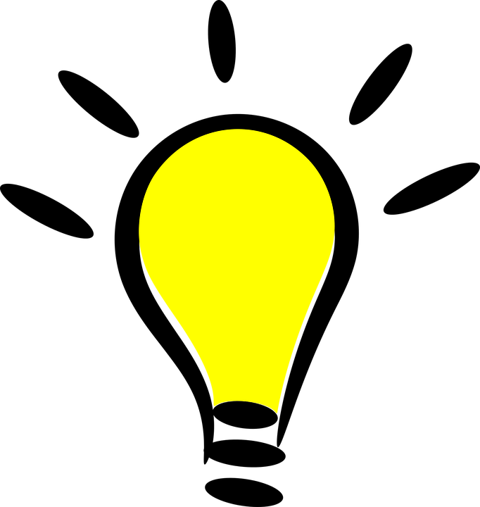 A sketch of a bright yellow lightbulb with light rays coming out of it.