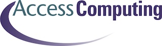 The access computing logo, text reading the name of the organization with a decorative swoosh around it.